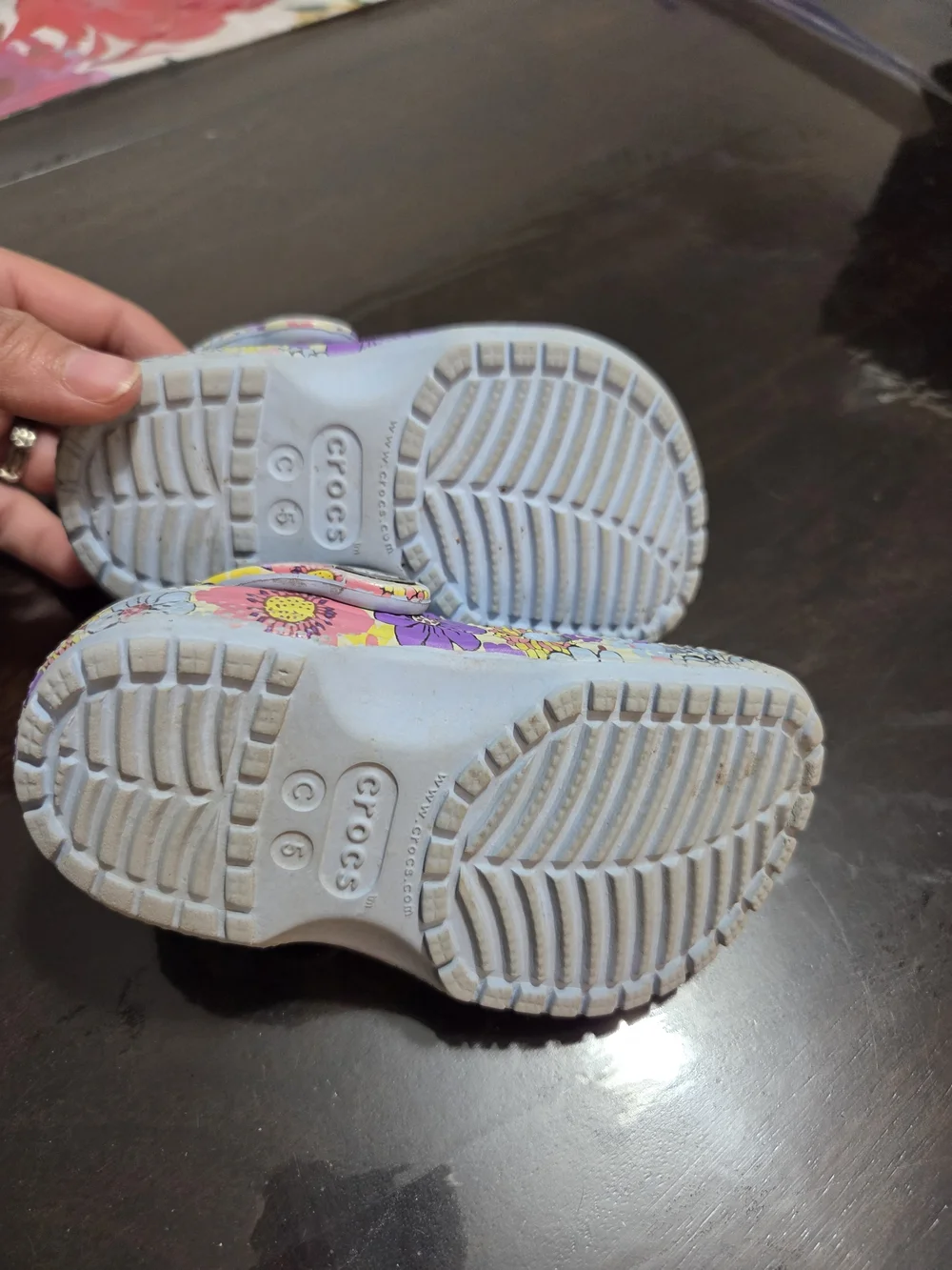 CROCS Kids Floral Clogs - Purple, Yellow & Pink